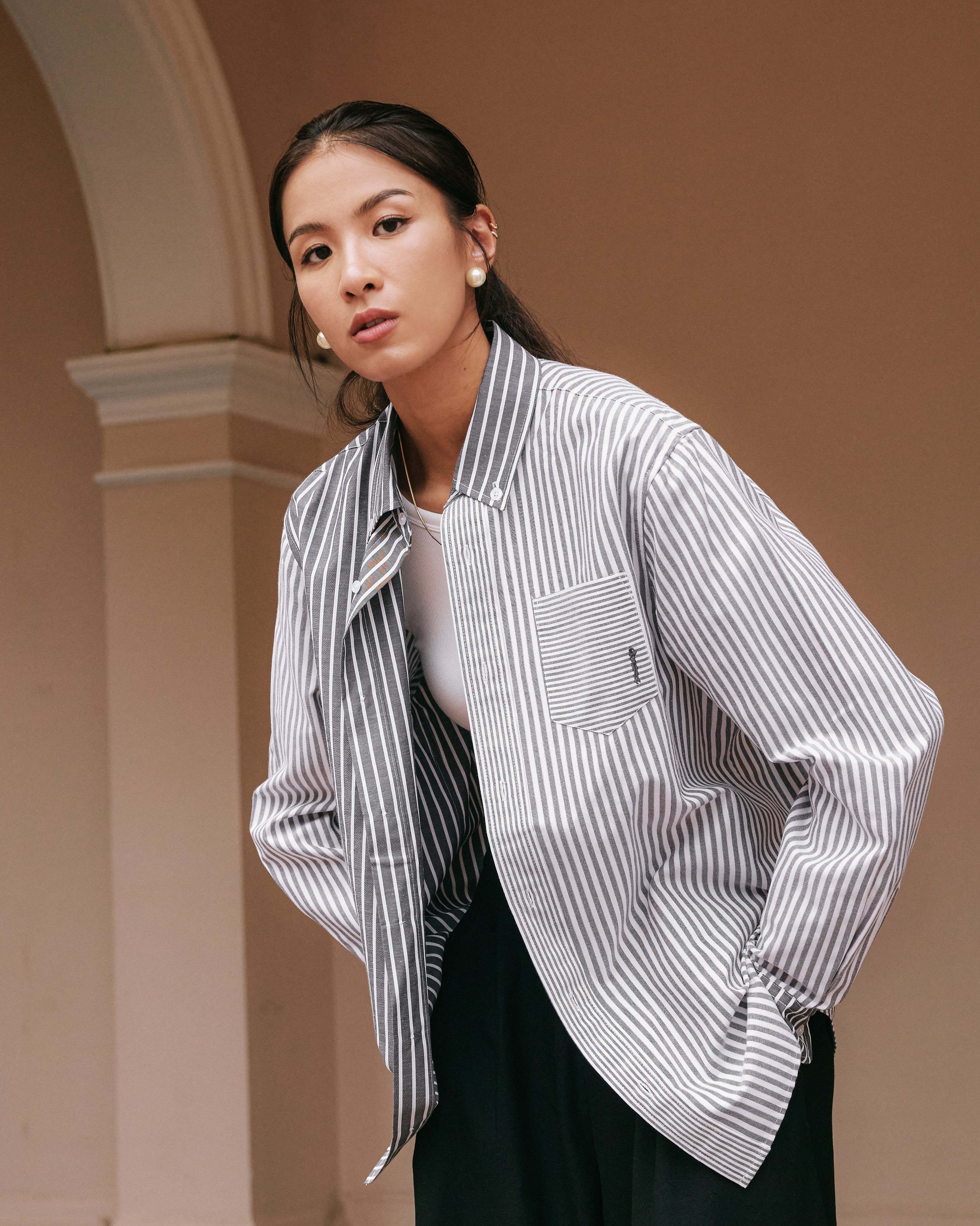 Striped Patchwork Shirt - Isla Athletic | 香島躰育 Hong Kong Fashion Heritage